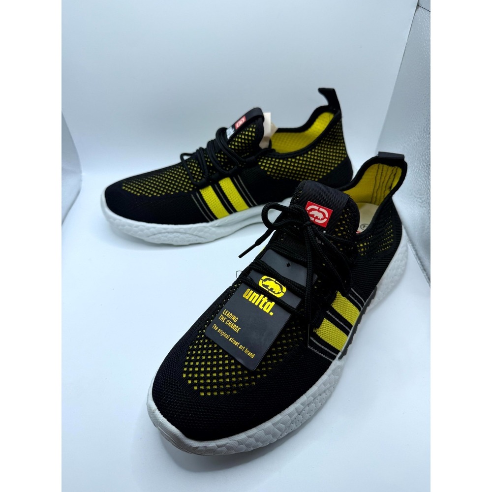 Ecko Unltd Mens 11 Sneakers Black Green Mesh‎ Low Top Running Athletic Shoes